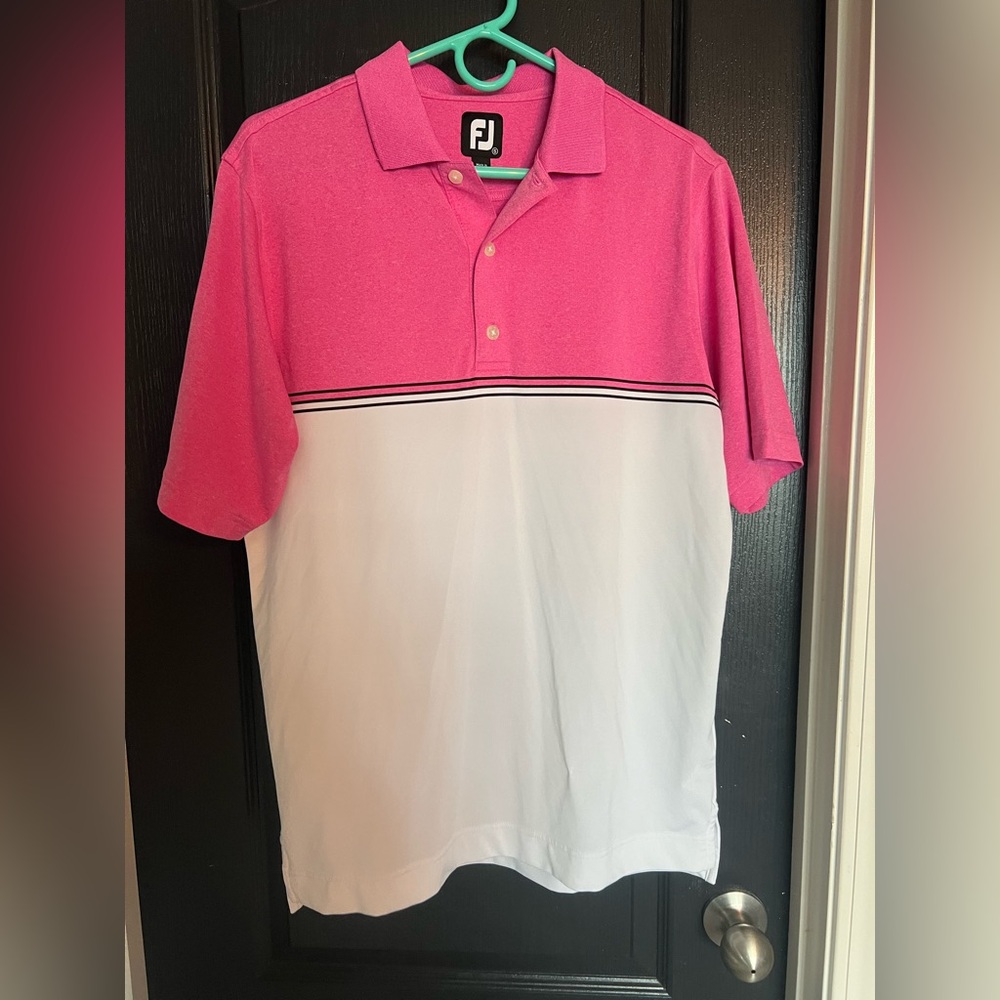 FootJoy Pink and White Polo Shirt for Golf